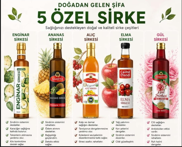 Doğal sirke seti, 5 özel sirke, 500 ml
